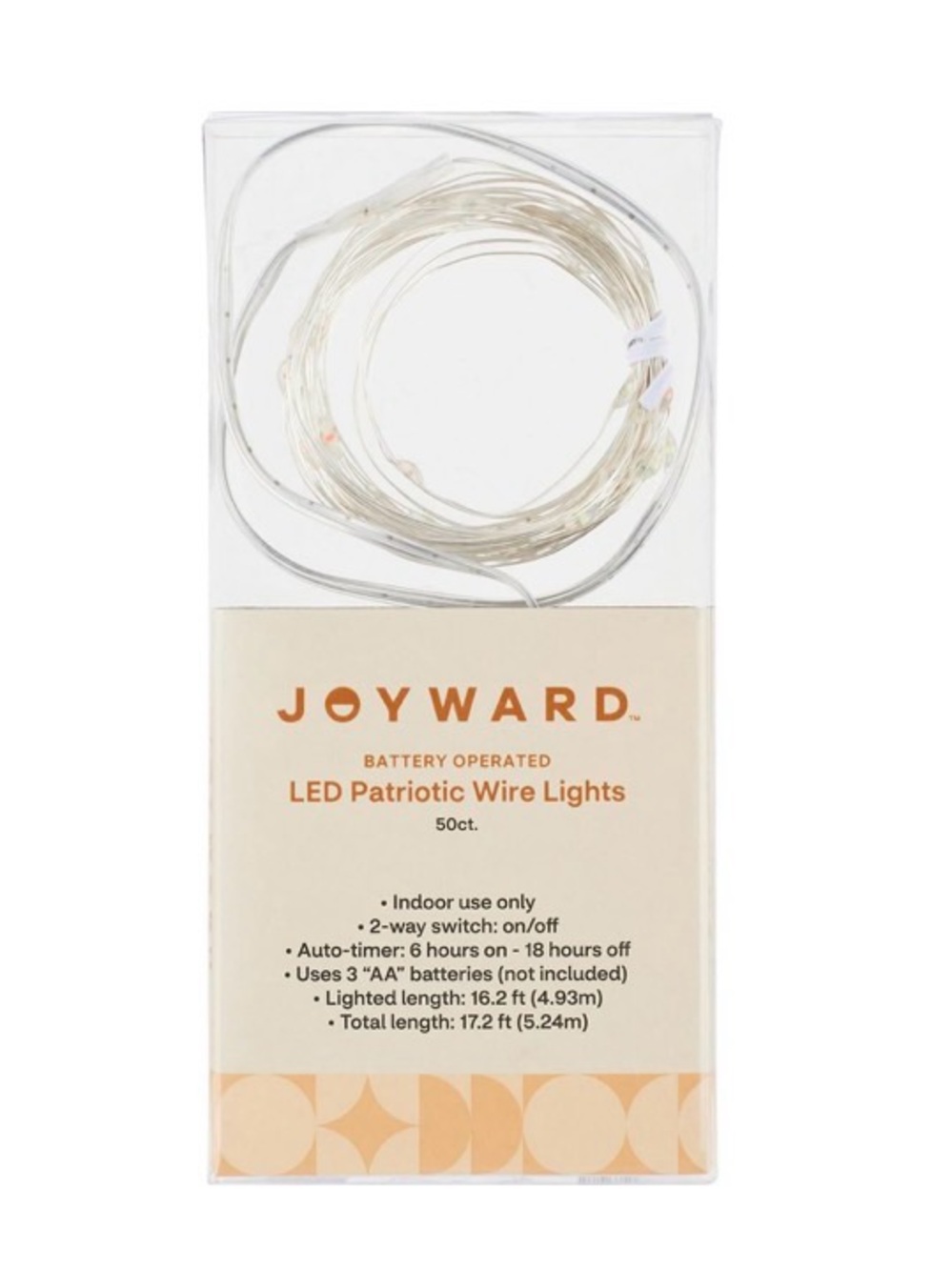 Joyward 50ct LED Patriotic Wire Lights 17.2 Ft Battery Operated
